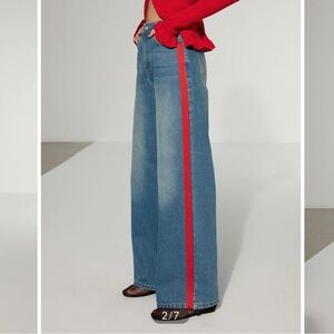 Commense Blue Flare Jeans with Red Stripe